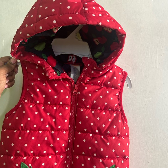 Red Polka Dot Kids Puffer Vest - Picture 2 of 3